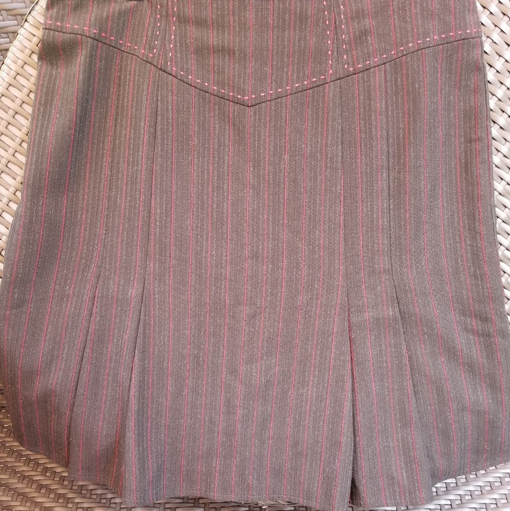 Pinstriped, pleated skirt with embroidery